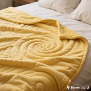 Manta polar suave de lujo Cozy Yellow Spiral Diseño en relieve King Size - Product Image 3