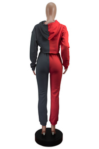 ชุดเซ็ทเสื้อครอปท็อปและกางเกงขายาวสำหรับผู้หญิง ฤดูใบไม้ร่วง-ฤดูหนาว แบบมีฮู้ด ผ้าฟลีซ ระบายอากาศ แห้งเร็ว - Product Image 6