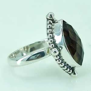 925 Sterling Silver Handmade Boho <b>Ring</b> with Smoky <b>Quartz</b> Marquise Cut-Perfect November Birthstone Gift for Her - Product Image 4