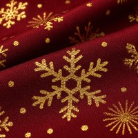 Rideau Occultant Flocon de Neige Rouge et Doré de Noël, en Polyester Métallisé Haute Densité, avec Œillets et Passe-Tringle, Traitement de Fenêtre Personnalisé