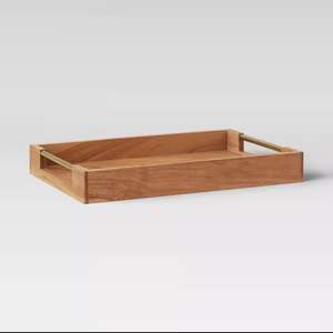 Plateau décoratif avec poignées dorées Plateau rustique pour pouf pour table basse Plateaux en bois - Product Image 4