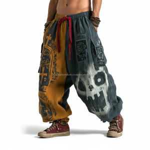 Pantalones Harem con Estampado Gráfico de Calavera Personalizado, Pantalones Holgados de Estilo Hip Hop para Hombre - Product Image 5