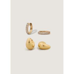 Pendientes de Aro Pequeños con Diseño de Lágrima y Pendientes Huggie con Pavé de Diamantes, Joyería Premium para Mujeres con Sentido de la Moda - Product Image 1