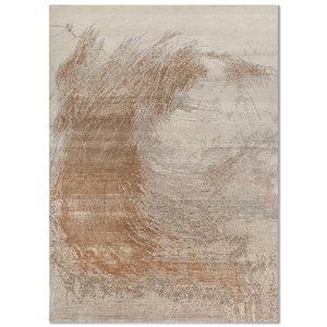 Tapis en laine et soie noué à la main Entropy Ivory AKWS-13072 avec motif abstrait pour usage domestique - Product Image 1