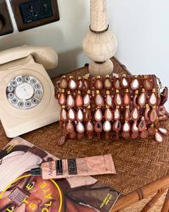 Sac à main de soirée classique en daim de créateur indien, avec pompon, pour mariage, fête, sac à main de mariée, écologique, haut de gamme - Product Image 3