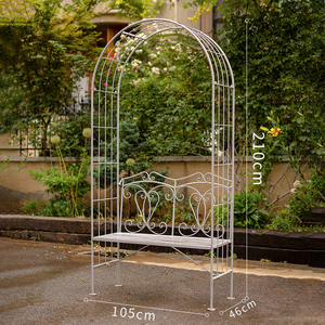 Pergola in metallo Arbor Wedding Arch Outdoor Flower Garden Arch traliccio Garden Iron Arbor con posti a sedere - Product Image 3