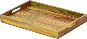 Plateau de service en bois décoratif en émail, plateau de table élégant pour la maison - Product Image 2