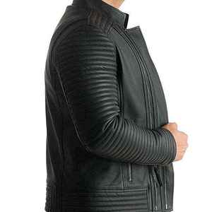 Top Quality New Fashion <b>Men</b> Leather <b>Jacket</b> Windproof Leather Breathable Long Sleeves Leather <b>Jacket</b> - Product Image 3