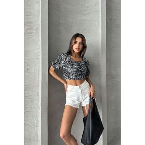 Blusa de Terciopelo con Estampado de Leopardo Gris para Mujer, Marca TOPSHOW, Manga Larga, Corte Holgado Informal, Top de Poliéster para Uso Diario, Tallas S-L - Product Image 1