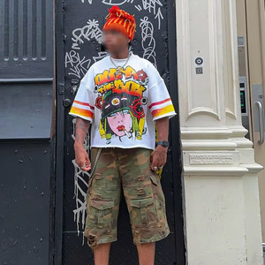 <b>Men</b> Over Size Football Jersey Quick Dry v Neck Print Retro Jersey Football Oversized Boxy T-<b>shirt</b> <b>Men</b> Basketball Crop VIKY IND - Product Image 1