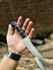 Couteau de chasse à lame en acier à haute teneur en carbone, couteau de camping, couteau à lame fixe pour la brousse, avec étui en cuir fin, couteaux en acier personnalisés - Product Image 5