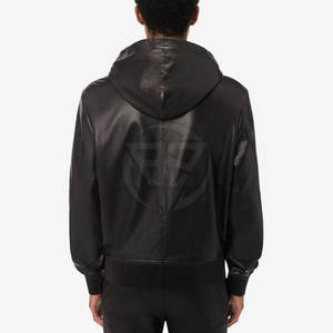 Sudadera con Capucha de Cuero para Hombre, Invierno, Color Sólido, Personalizable, Interior Cálido Forrado, Textura Exterior Elegante, Ecológica, Secado Rápido, Tacto Suave, Duradera - Product Image 4