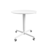 Table ronde réglable OMNI pour petit espace, bureau mobile pneumatique moderne avec roulettes, bureau pour ordinateur portable