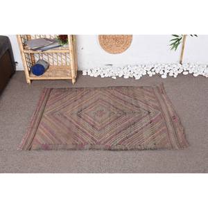 Tapis traditionnel en laine marron rouge écologique 3x4 pi Pile moyenne Patchwork Rectangle Salle à manger Tapis en latex - Product Image 1