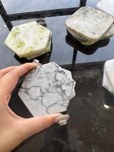 High Quality Handmade <b>Resin</b> and <b>Stone</b> Coaster Set with Natural Flowers, Epoxy Drink Pads for Elegant Home Decoration and Gift - Product Image 5