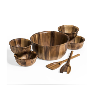 Juego de ensaladeras de 7 piezas al por mayor, utensilios de madera de acacia hechos a mano de alta calidad con cuencos para servir, pulidos y hechos en Vietnam - Product Image 2