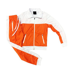 Vente flash - Ensemble de survêtement décontracté unisexe, fermeture éclair intégrale, coupe classique, polyester uni, veste et pantalon de survêtement - Product Image 5