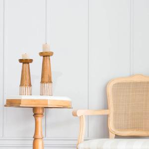 Portavelas de Madera con Franja Blanca - Product Image 1