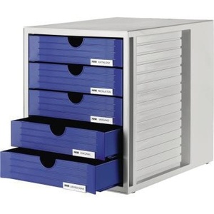 HAN SYSTEMBOX Light Gray Desktop & <b>Drawer</b> Organizer with 5 Blue <b>Drawers</b> DIN C4 Polystyrene Housing and <b>Drawer</b> <b>Unit</b> - Product Image 1