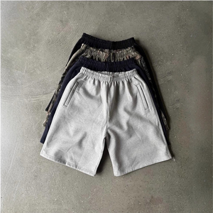 Pantalones cortos deportivos de gimnasio de algodón Vintage de nuevo diseño para hombre de alta calidad 100% algodón de cintura media Casual Streetwear cintura elástica francesa - Product Image 4
