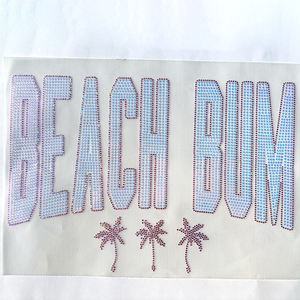 Sewill vente en gros plage bum personnalisé en couleur bleu rose vert conceptions visage souriant maman transferts de paillettes d'été - Product Image 3