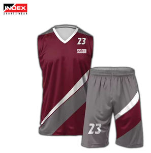 Ensemble de maillot de basket sublimé INDEX, rouge et noir, 17, col en V, sans manches, anti-humidité, uniforme athlétique unisexe - Product Image 6