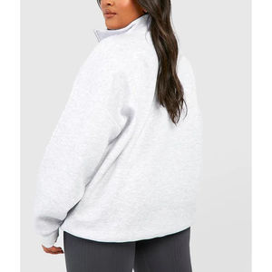 Sudadera con Capucha Extra Grande para Mujer, con Cierre de Cremallera de un Cuarto, 100% Algodón, con Rayas Personalizadas, Lavado Ácido, Logotipo Frontal, para Invierno - Product Image 2