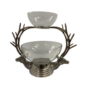 Bol en verre à plusieurs niveaux bicolore avec support de cerf en verre et aluminium métal bol décoratif bol attrayant bol de vente - Product Image 6