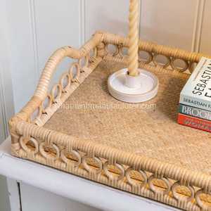 Ethically Crafted Large Rectangular Rattan <b>Tray</b> with Two Side Handles for Home Storage Serving Drinks Snacks or Decoration - Product Image 3