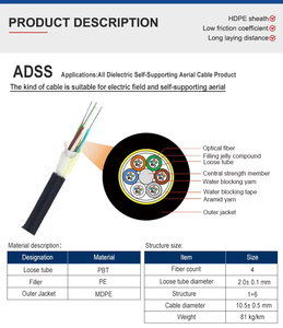 Cable de <span class=keywords><strong>fibra</strong></span> óptica <span class=keywords><strong>ADSS</strong></span> para exteriores multimodo/monomodo 4 8 12 24 48 Core Asu Micro <span class=keywords><strong>ADSS</strong></span> Cable de <span class=keywords><strong>fibra</strong></span> óptica Hongan - Product Image 3
