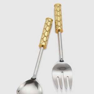 Diseño moderno de lujo para servidor de ensalada, cuchara, tenedor, utensilios elegantes chapados en oro y plata, juego de Metal para acabado, 2 para cocina, Hotel, cena - Product Image 4