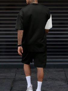 เสื้อยืดผู้ชายดีไซน์ล่าสุดปี 2026 พร้อมกางเกงขาสั้น แฟชั่นเสื้อยืดสไตล์ไฮสตรีทพร้อมกางเกงขาสั้นทรงปกติ ชุดกางเกงบาสเก็ตบอล - Product Image 3