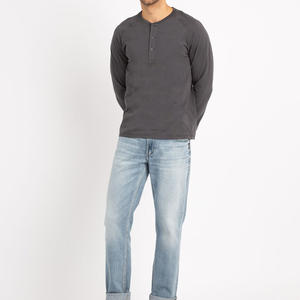 New Arrival <b>Men</b> Casual Long Sleeve <b>Henley</b> T <b>Shirt</b> Blank Custom Logo Front Plus Size Breathable Slim Fit Cotton Bamboo Fiber - Product Image 1