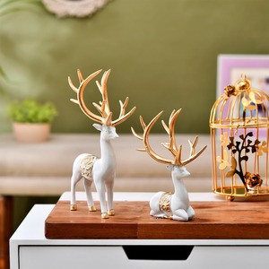 Juego de 2 renos blancos para decoración de mesa, elegantes detalles festivos para decoración navideña del hogar, sala de estar u oficina - Product Image 2