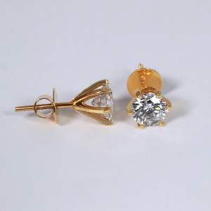 Boucle d'oreille solitaire en diamant avec clarté VVS en diamants de laboratoire de 14 carats - Product Image 1