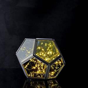 Terrario de espejo de vidrio transparente con borde de latón y caja de maquillaje con Base de espejo para decoración del hogar organizador de joyas organizador de tocador - Product Image 3