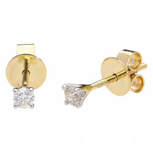 ต่างหูสตั๊ดโซลิแทร์สีทอง14K ที่มีเพชรเจียระไนธรรมชาติอันงดงามในการตั้งค่าตะกร้า4ง่ามที่ไร้กาลเวลาสำหรับความสง่างามในทุกๆวัน - Product Image 5