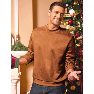 Sweat-shirt à col rond classique unisexe en coton mélangé noir, pull décontracté pour tous les jours, pour les acheteurs en gros - Product Image 2