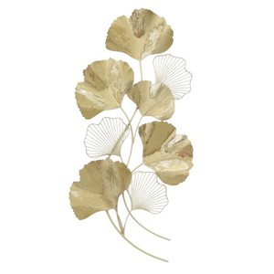 Décoration murale en métal exclusif en forme de feuilles de ginkgo dorées, sculpture en fer, ornement suspendu, décoration élégante pour la maison, chambre à coucher et bureau - Product Image 1