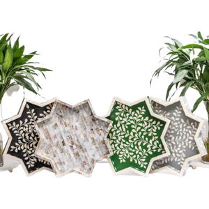 Vente en gros de plateaux de service vintage en bois poli, nouveau style écologique avec incrustation de perles de nacre, artisanat naturel inspiré des animaux - Product Image 4