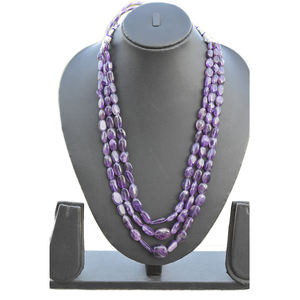 Collier long de perles en pierre d'améthyste pour femmes et filles, haute qualité - Product Image 1