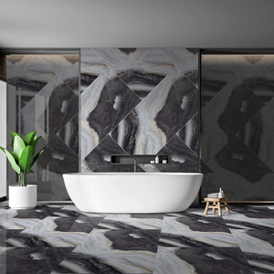 Carreaux en porcelaine gris brillant de haute qualité, vitrifiés, 60x120, carreaux en porcelaine, durables, pour murs et sols, Grofler Black - Product Image 4