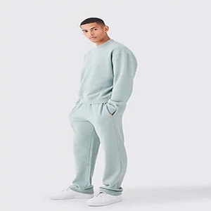 Chándal de sudadera lavado cuadrado de gran tamaño bordado desgastado traje de sudor apilado de alta calidad - Product Image 1