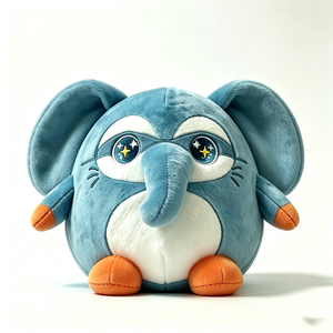 Peluche d'éléphant bleue personnalisée, peluche d'éléphant super-héros, peluche ronde et moelleuse, peluche d'éléphant masqué - Product Image 1