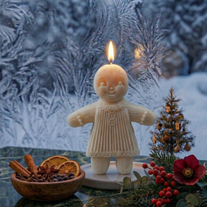 Bougie Femme Pain d'Épices en Cire de Soja Parfumée, Bougies en Forme de Noël, Bougie Pilier Décorative, Décoration d'Intérieur, Marque Privée, Couleur Personnalisée - Product Image 1