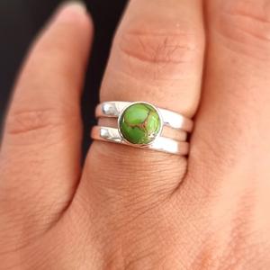 Bague fine en argent sterling 925 faite à la main belle bleu cuivre Turquoise bijoux de créateur classique pour mariage ou fiançailles - Product Image 3
