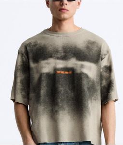 Venta al por mayor ácido lavado camiseta de gran tamaño para los hombres Vintage blanqueado cuello redondo Camiseta con aspecto desgastado personalizable algodón Casual - Product Image 4