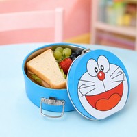 Boîte à lunch en métal ronde miniature amusante et adorable pour enfants, personnalisée avec impression anime, de qualité alimentaire, réutilisable, avec poignée, vente en gros
