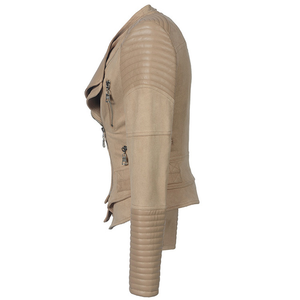 Chaqueta Bomber de Cuero para Mujer, Estilo Urbano, Transpirable, de Invierno, Manga Larga, Color Sólido, Ajuste Cómodo, Ligera - Product Image 2