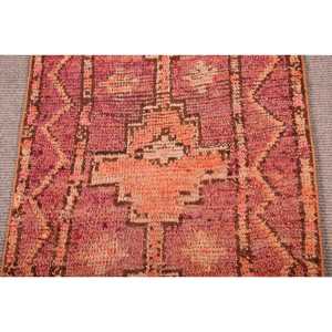 2.4x10.4 ft <b>Runner</b> Vintage <b>Rug</b>, Turkish <b>Rug</b>, Orange Black Animal Print Wool <b>Rug</b> - Product Image 3